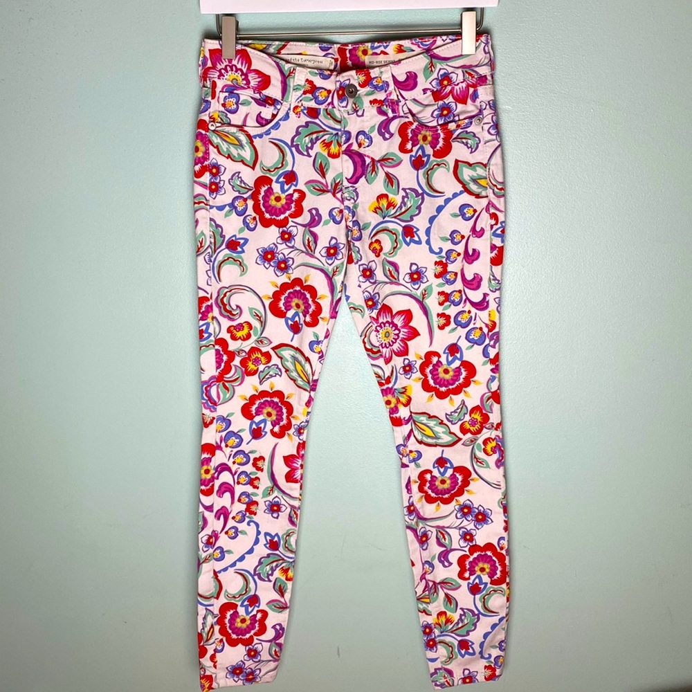 Pilcro & the Letterpress by Anthropologie Floral Mid-rise Skinny Jeans S… - Picture 2 of 11